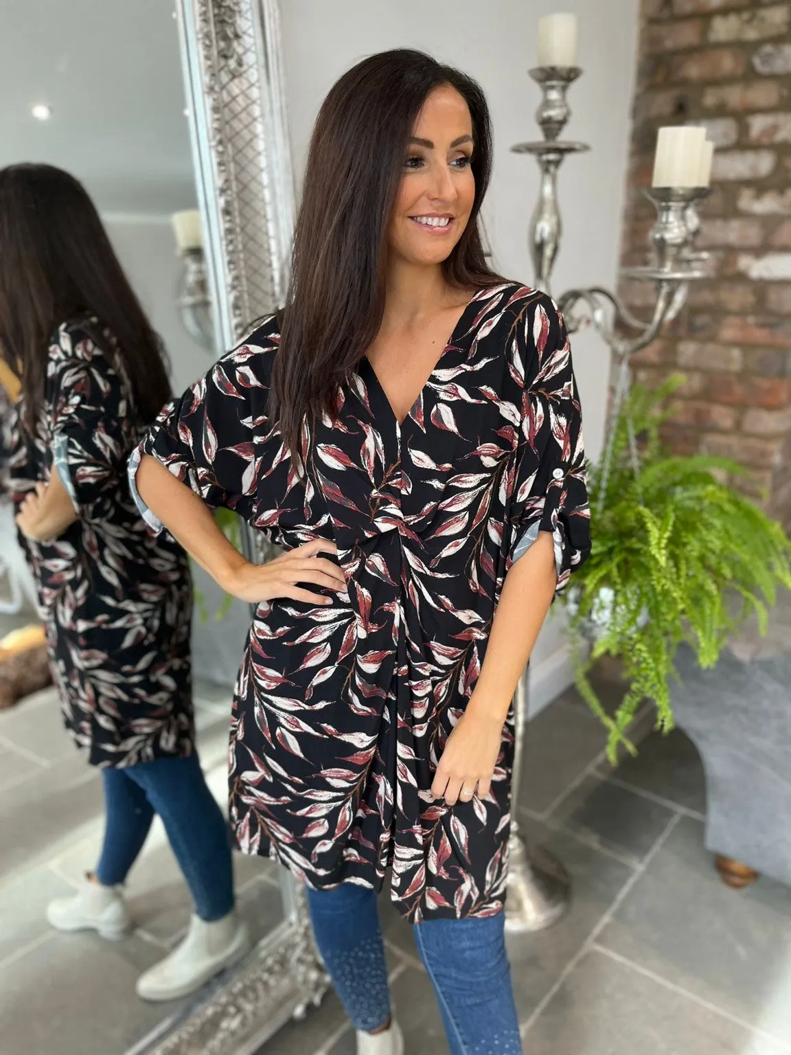Foliage Ruched Dress Leena