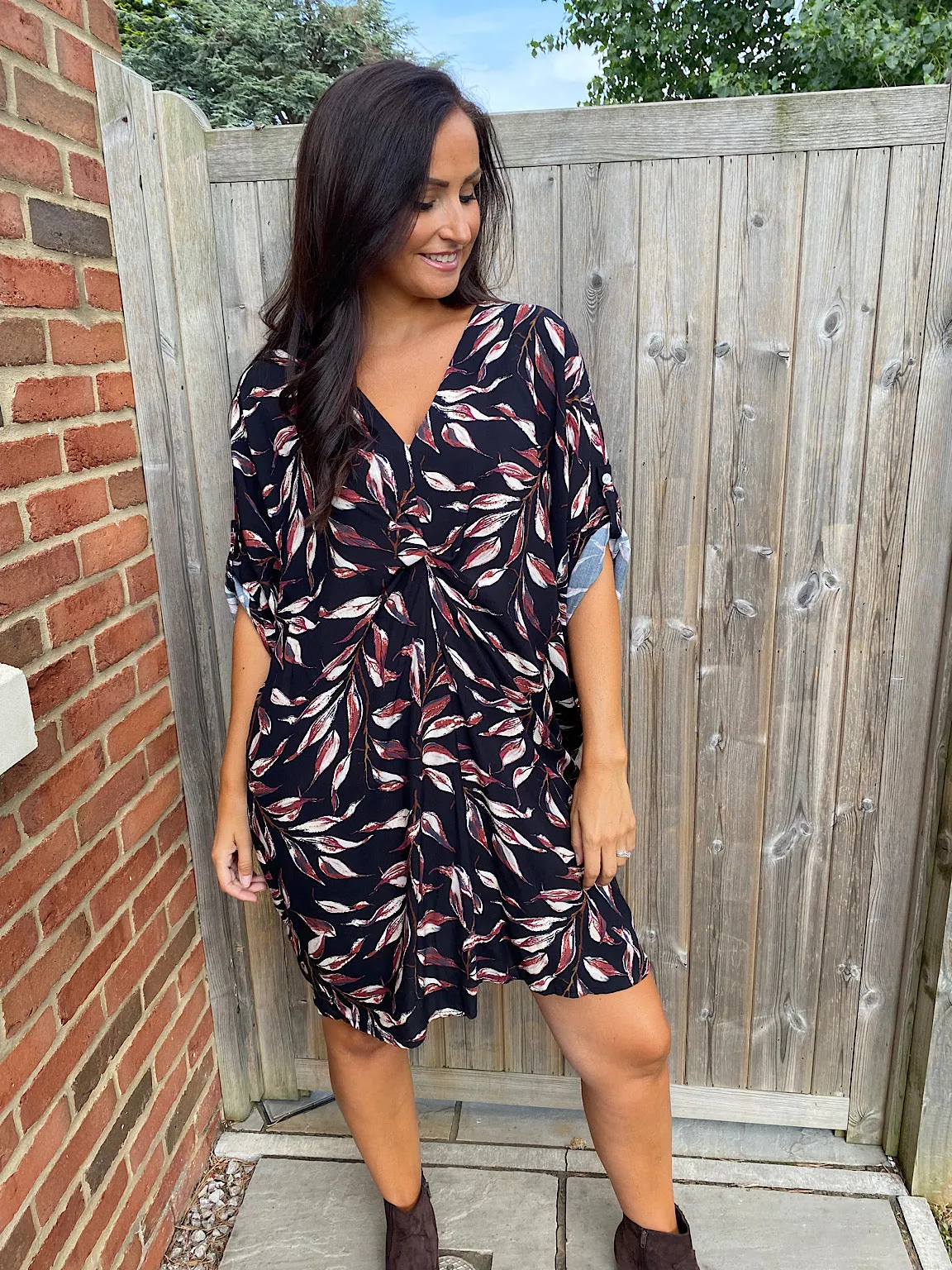 Foliage Ruched Dress Leena